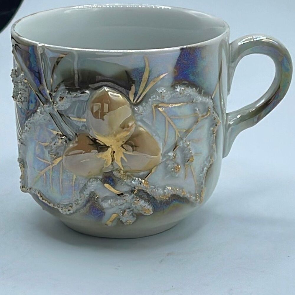 Vintage Altenburg SAXONY Germany Lusterware Mug hand applied Relief.